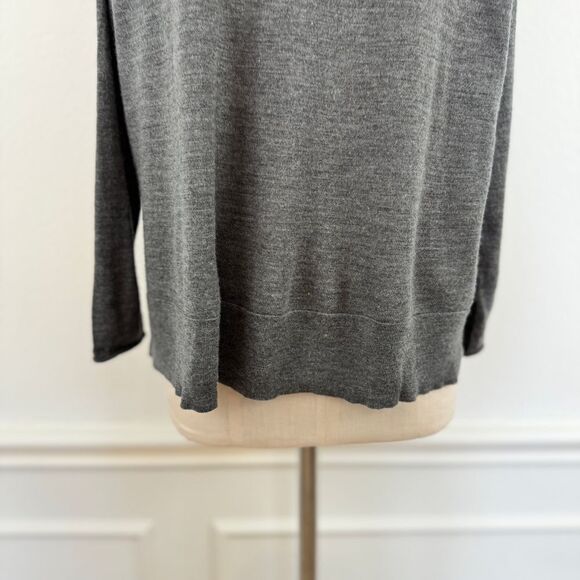 Eileen Fisher Merino Wool Sweater Gray Left Hip Pocket XS Boxy Office Minimalist - Picture 5 of 11